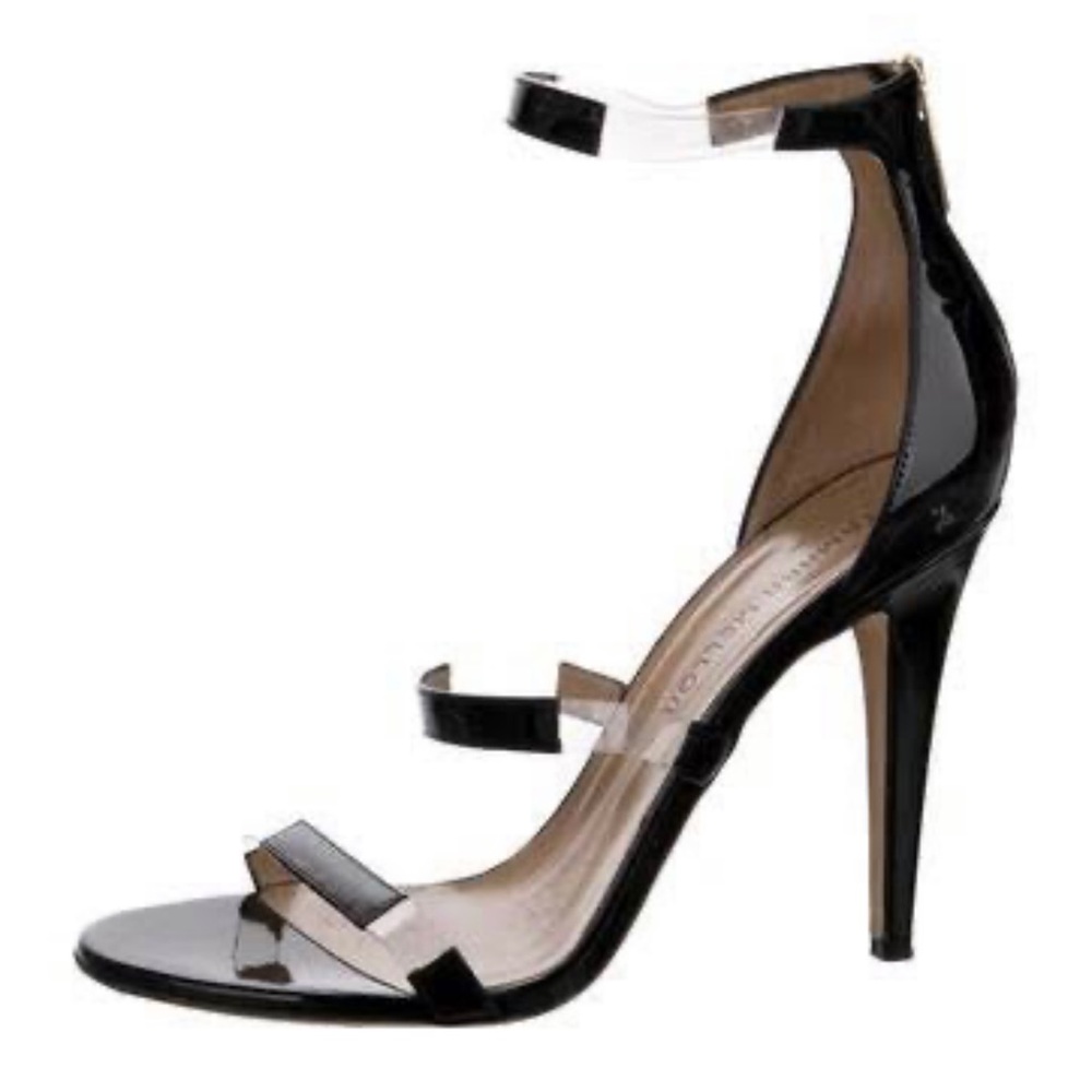 Tamara Mellon Frontline 105 Patent, 4” High-heeled three strap sandal